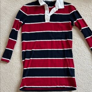 Long-Sleeve Rugby Polo dress - Red & Navy Stripe